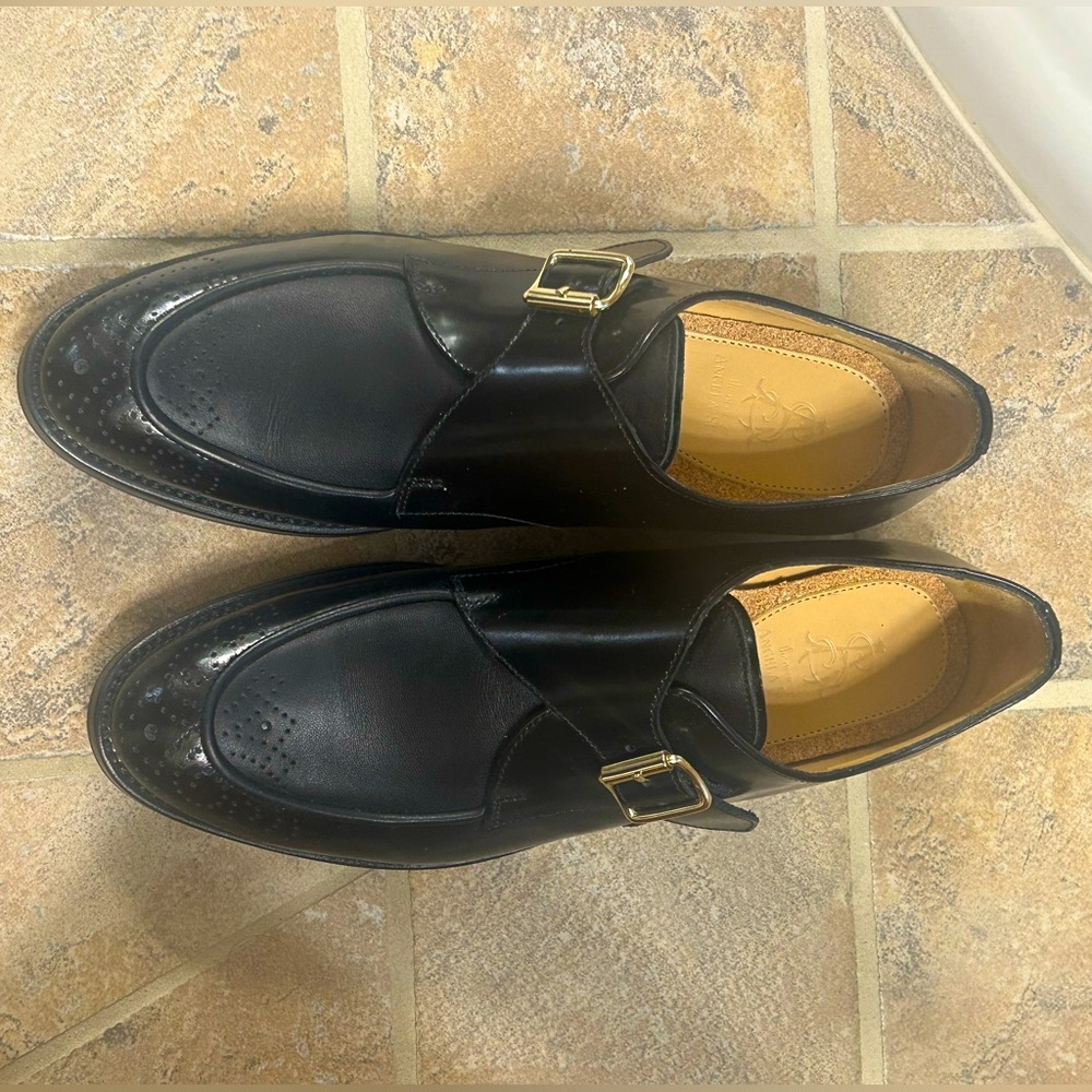 Office of Angela Scott Mr. Georgie black leather monk strap shoes. Size 37 1/2.